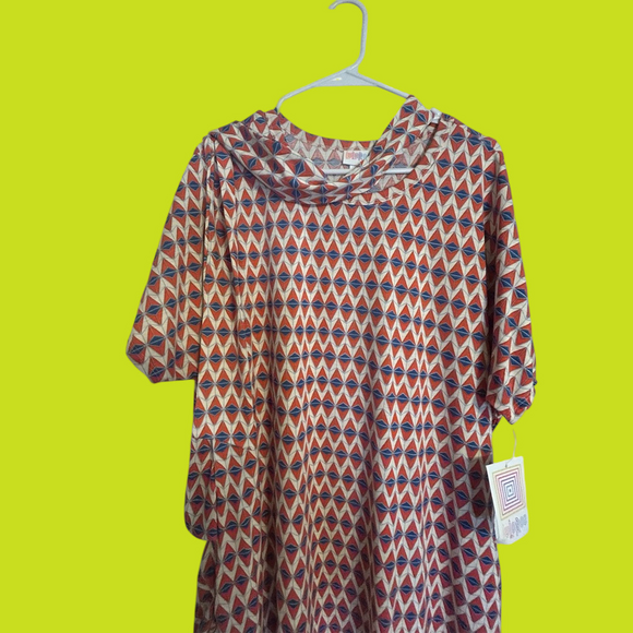 LuluRoe Geometric Patterned Dress with  tie belt NWT XL - Picture 2 of 3